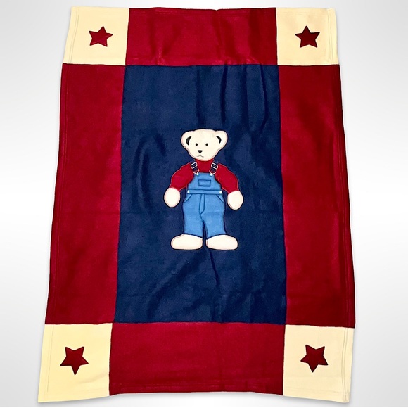 Blue Jean Teddy Bear Crib Blanket - Picture 2 of 9